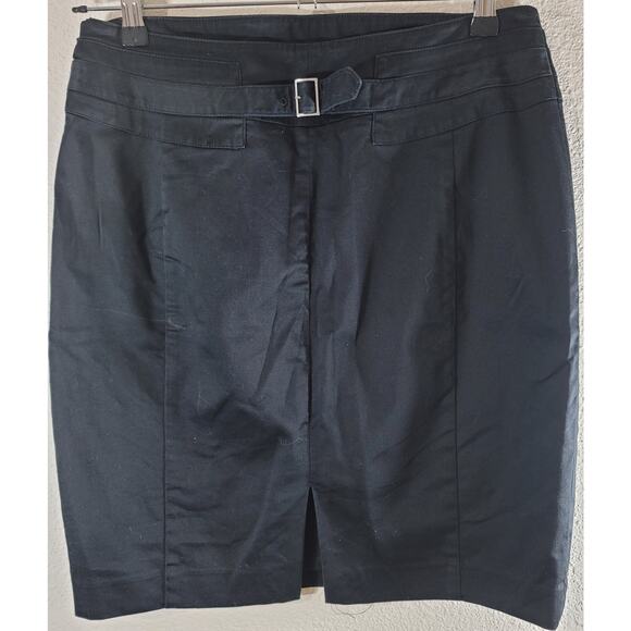 Express Black Flat Front Pencil Denim Skirt 8 Lightweight Side Zip Pull On - Picture 3 of 6